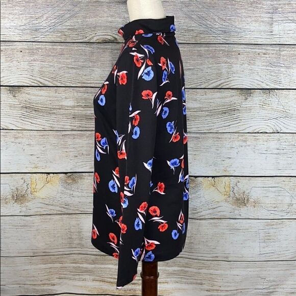 NWT Ann Taylor Long Sleeve  Mock Neck Floral Top Sweater Cotton Blend L petite - Picture 2 of 8